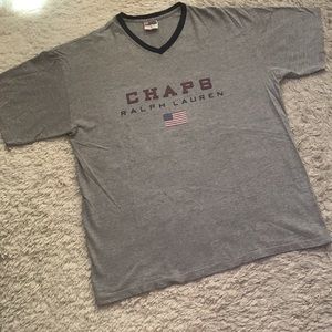 VINTAGE 90s CHAPS Ralph Lauren Gray Logo T-Shirt